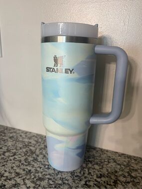 Stanley Pastel Blue Swirl Travel Mug with Handle